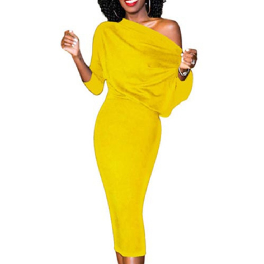 Midi-Length One Shoulder Dress